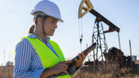 Pregnant construction worker