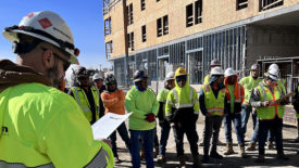 safety meeting on a construction site