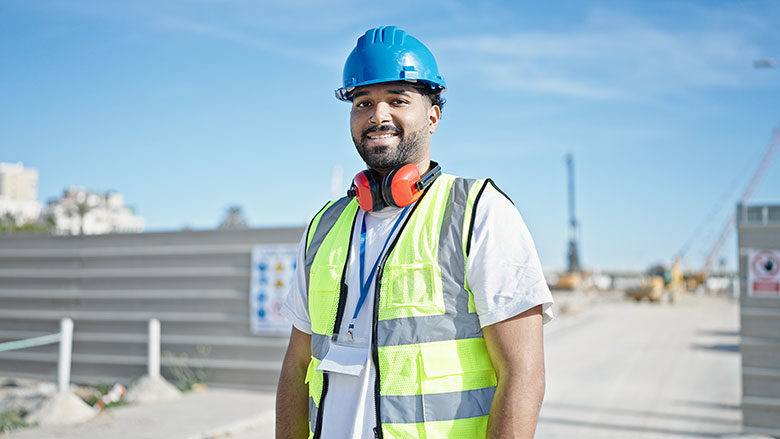 worker wearing high visibility (hi-vis) apparel